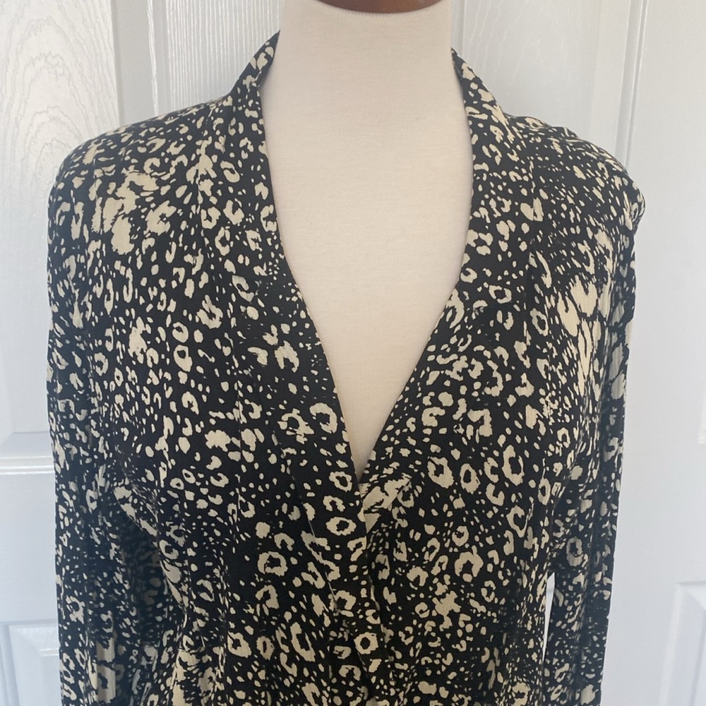 Zara Leopard Print Wrap Blouse Top Size XXL - Picture 4 of 10